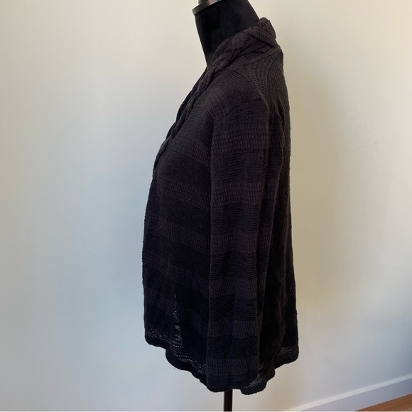 Anthropologie One September Black Fly Away Braided Collar Open Cardigan Size L - Picture 4 of 10
